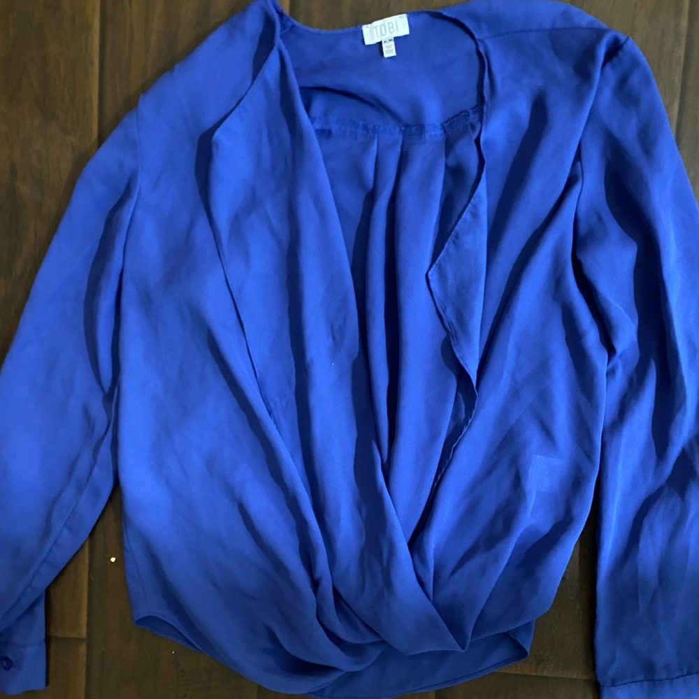 Tobi royal blue open blouse